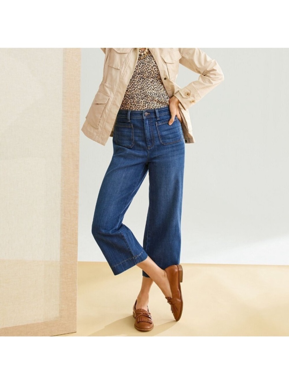 NWT Talbots High-Rise Denim Wide-Leg Crop Jean Pant